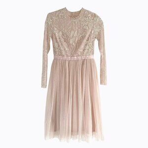 Needle&Thread Pink Midi Dress Tulle Sequin Embellished Ethereal Balletcore Sz 4